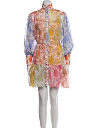 Pre-owned Zimmermann Floral Print Mini Dress In Multi