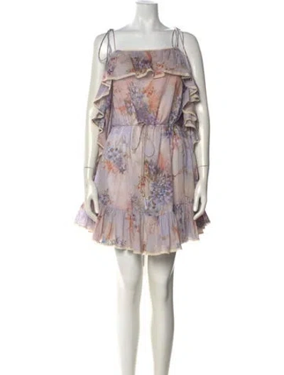 Pre-owned Zimmermann Floral Print Mini Dress In Multi