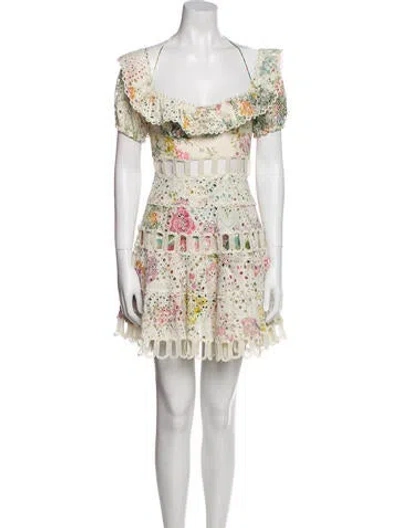 Pre-owned Zimmermann Floral Print Mini Dress In Neutral