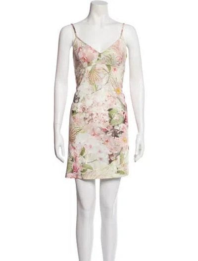 Pre-owned Zimmermann Floral Print Mini Dress In Neutral