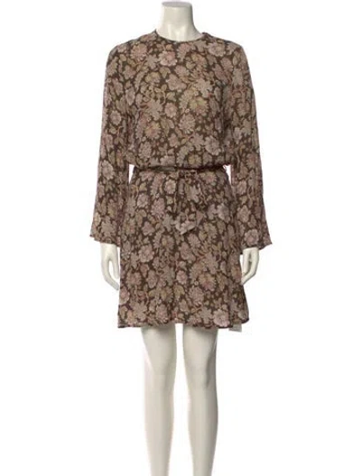 Pre-owned Zimmermann Floral Print Mini Dress In Neutral