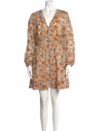 Pre-owned Zimmermann Floral Print Mini Dress In Neutral