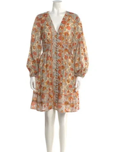 Pre-owned Zimmermann Floral Print Mini Dress In Neutral