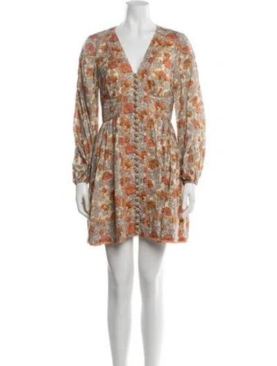 Pre-owned Zimmermann Floral Print Mini Dress In Neutrals