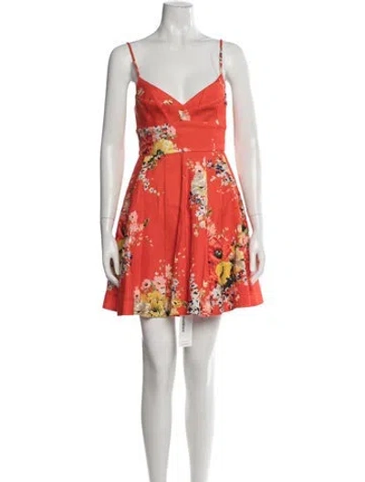 Pre-owned Zimmermann Floral Print Mini Dress In Orange