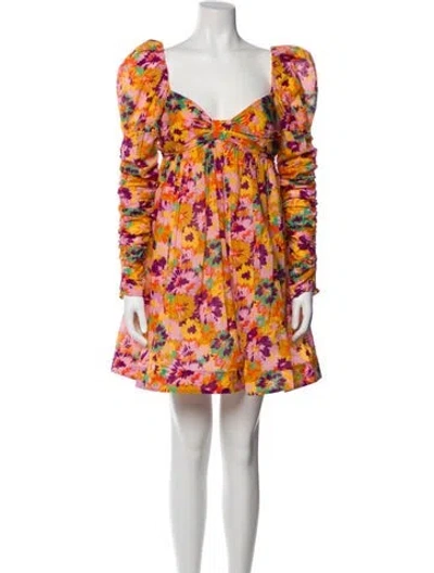Pre-owned Zimmermann Floral Print Mini Dress In Pink