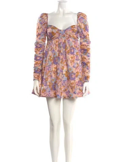 Pre-owned Zimmermann Floral Print Mini Dress In Pink