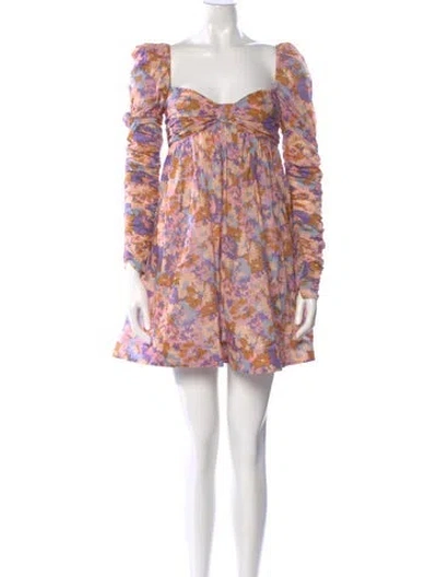 Pre-owned Zimmermann Floral Print Mini Dress In Pink