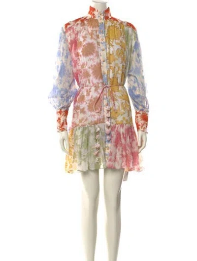 Pre-owned Zimmermann Floral Print Mini Dress In Pink