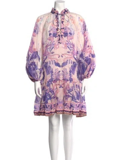Pre-owned Zimmermann Floral Print Mini Dress In Pink