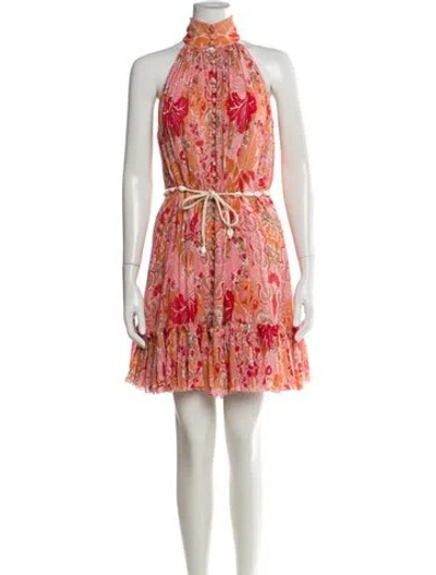 Pre-owned Zimmermann Floral Print Mini Dress In Pink