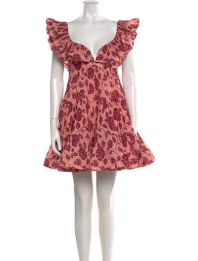 Pre-owned Zimmermann Floral Print Mini Dress In Pink