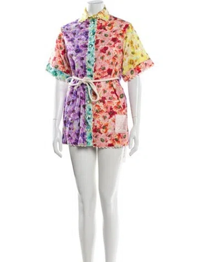 Pre-owned Zimmermann Floral Print Mini Dress In Pink