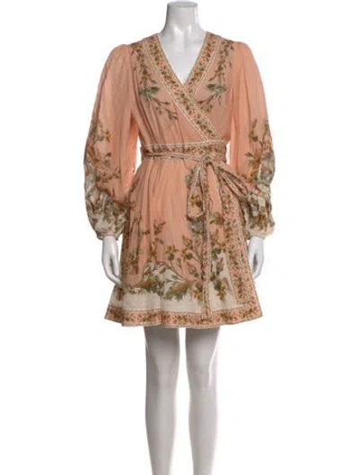 Pre-owned Zimmermann Floral Print Mini Dress In Pink