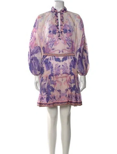 Pre-owned Zimmermann Floral Print Mini Dress In Pink
