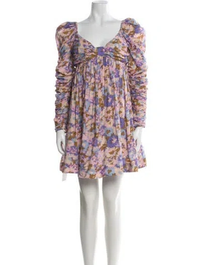 Pre-owned Zimmermann Floral Print Mini Dress In Pink
