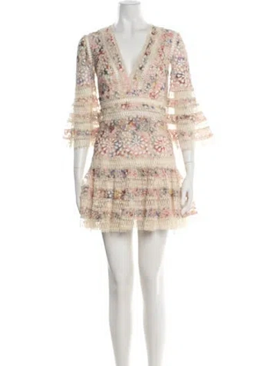 Pre-owned Zimmermann Floral Print Mini Dress In Pink