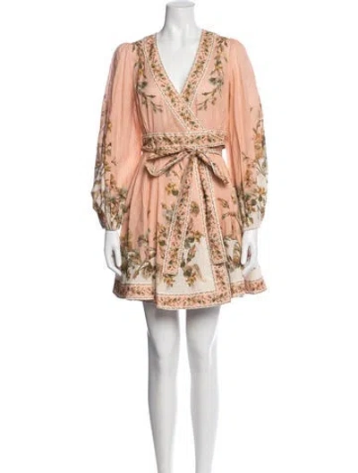 Pre-owned Zimmermann Floral Print Mini Dress In Pink