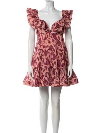 Pre-owned Zimmermann Floral Print Mini Dress In Pink