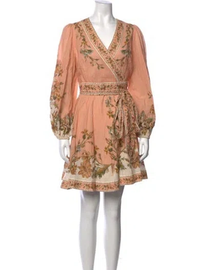 Pre-owned Zimmermann Floral Print Mini Dress In Pink