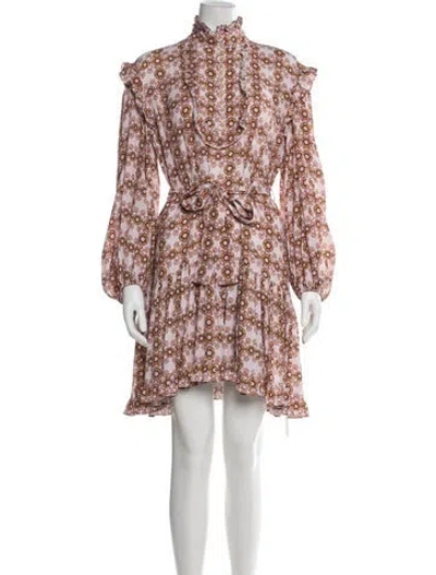 Pre-owned Zimmermann Floral Print Mini Dress In Pink