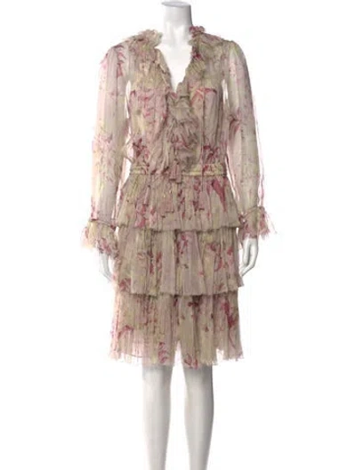 Pre-owned Zimmermann Floral Print Mini Dress In Pink