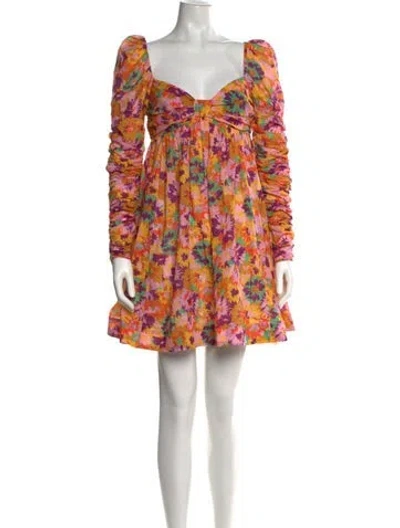 Pre-owned Zimmermann Floral Print Mini Dress In Pink