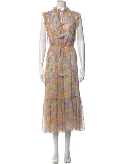 Pre-owned Zimmermann Floral Print Mini Dress In Purple