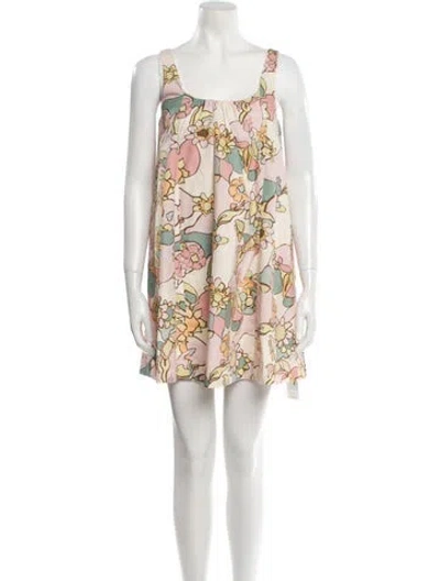 Pre-owned Zimmermann Floral Print Mini Dress In Purple