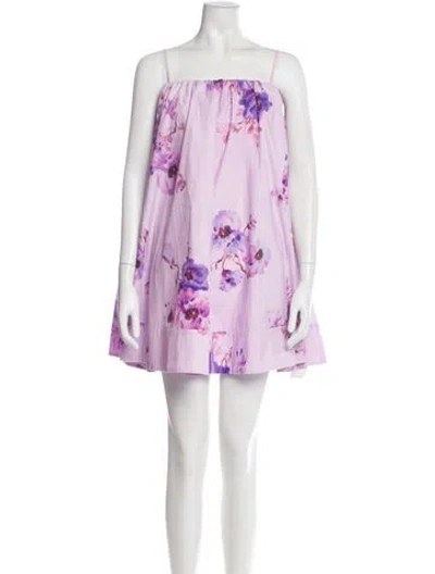 Pre-owned Zimmermann Floral Print Mini Dress In Purple