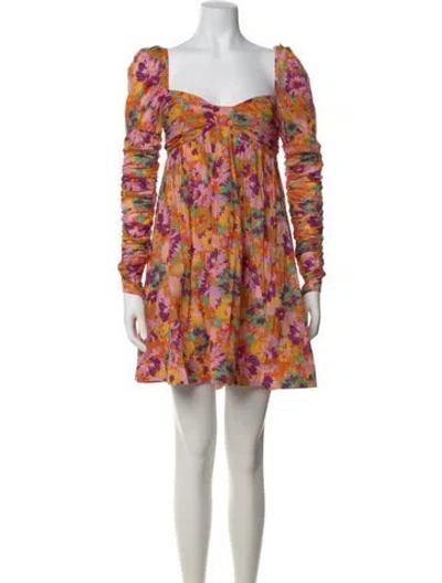 Pre-owned Zimmermann Floral Print Mini Dress In Purple