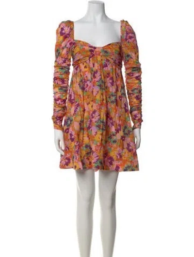 Pre-owned Zimmermann Floral Print Mini Dress In Purple