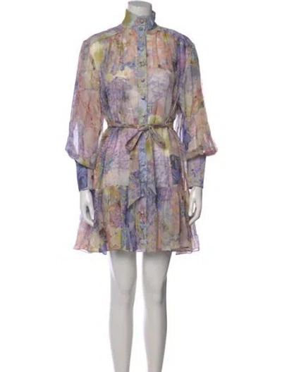 Pre-owned Zimmermann Floral Print Mini Dress W/ Tags