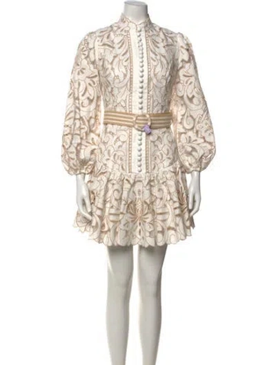 Pre-owned Zimmermann Floral Print Mini Dress W/ Tags In White