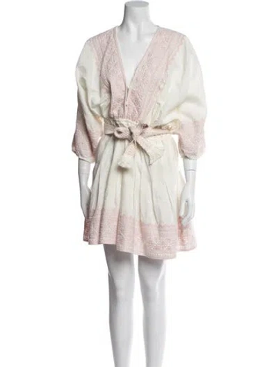 Pre-owned Zimmermann Floral Print Mini Dress In White