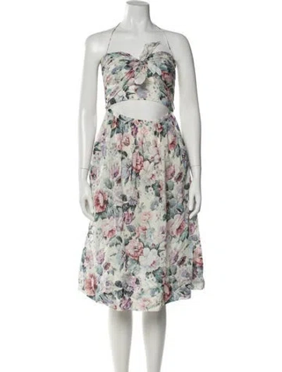 Pre-owned Zimmermann Floral Print Mini Dress In White