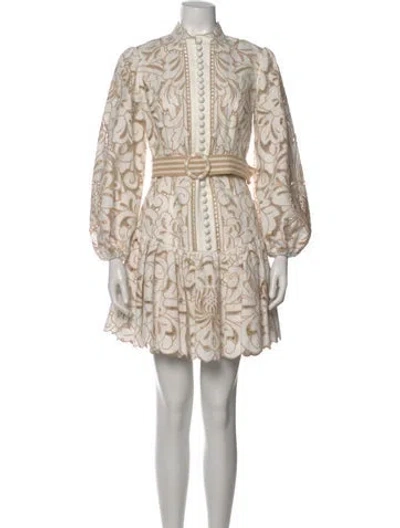 Pre-owned Zimmermann Floral Print Mini Dress In White