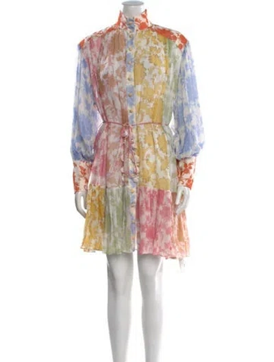 Pre-owned Zimmermann Floral Print Mini Dress In White