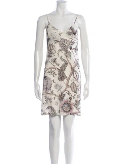 Pre-owned Zimmermann Floral Print Mini Dress In White