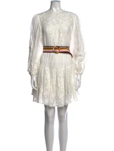Pre-owned Zimmermann Floral Print Mini Dress In White