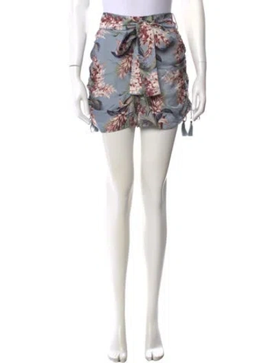 Pre-owned Zimmermann Floral Print Mini Shorts In Blue