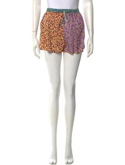 Pre-owned Zimmermann Floral Print Mini Shorts In Green