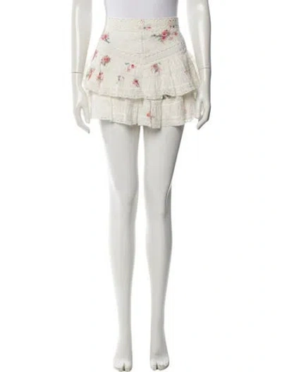 Pre-owned Zimmermann Floral Print Mini Shorts In Neutral