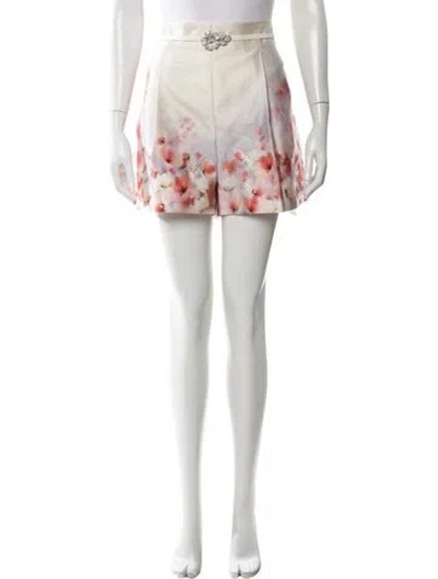 Pre-owned Zimmermann Floral Print Mini Shorts In Neutral