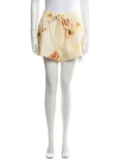 Pre-owned Zimmermann Floral Print Mini Shorts In Neutral