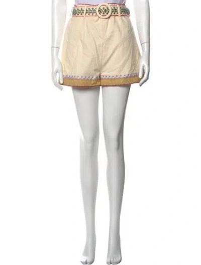 Pre-owned Zimmermann Floral Print Mini Shorts In Neutrals