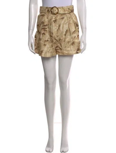 Pre-owned Zimmermann Floral Print Mini Shorts In Neutrals