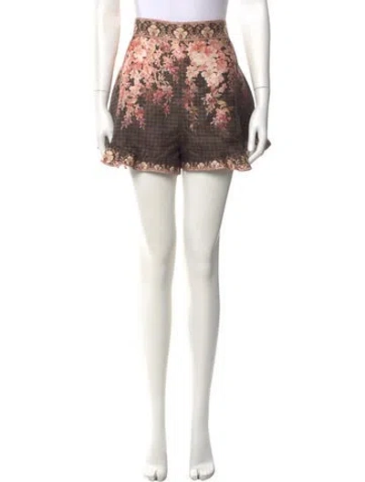 Pre-owned Zimmermann Floral Print Mini Shorts In Pink