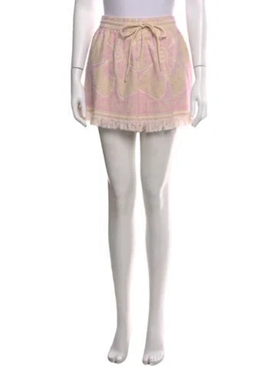 Pre-owned Zimmermann Floral Print Mini Shorts In Pink