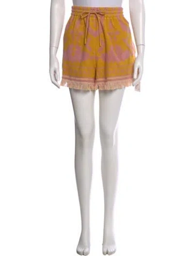 Pre-owned Zimmermann Floral Print Mini Shorts W/ Tags In Brown